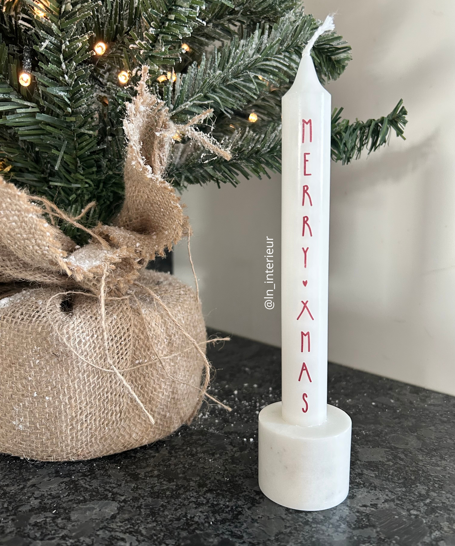 Bougie blanche merry xmas