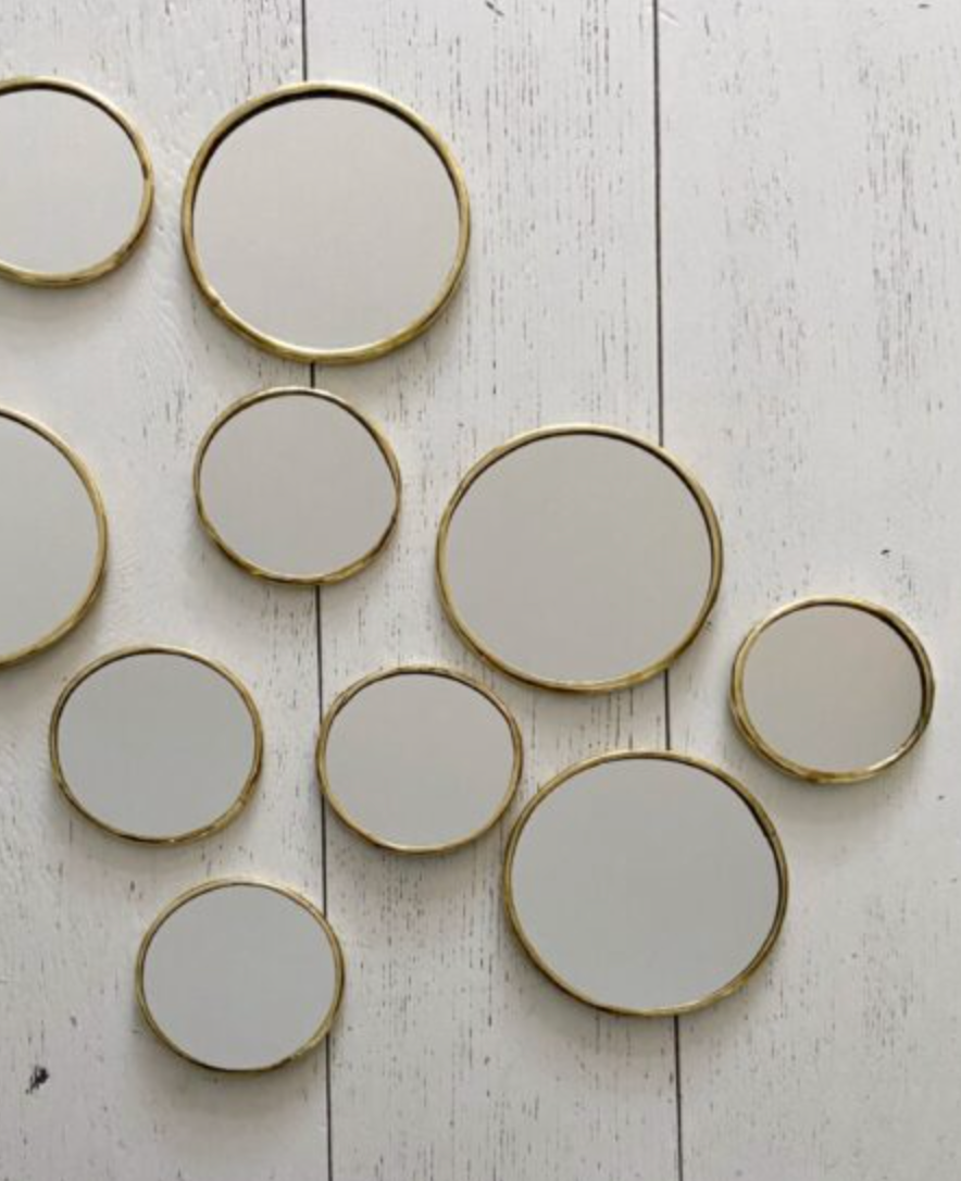 Petits miroirs rond doré faits à la main