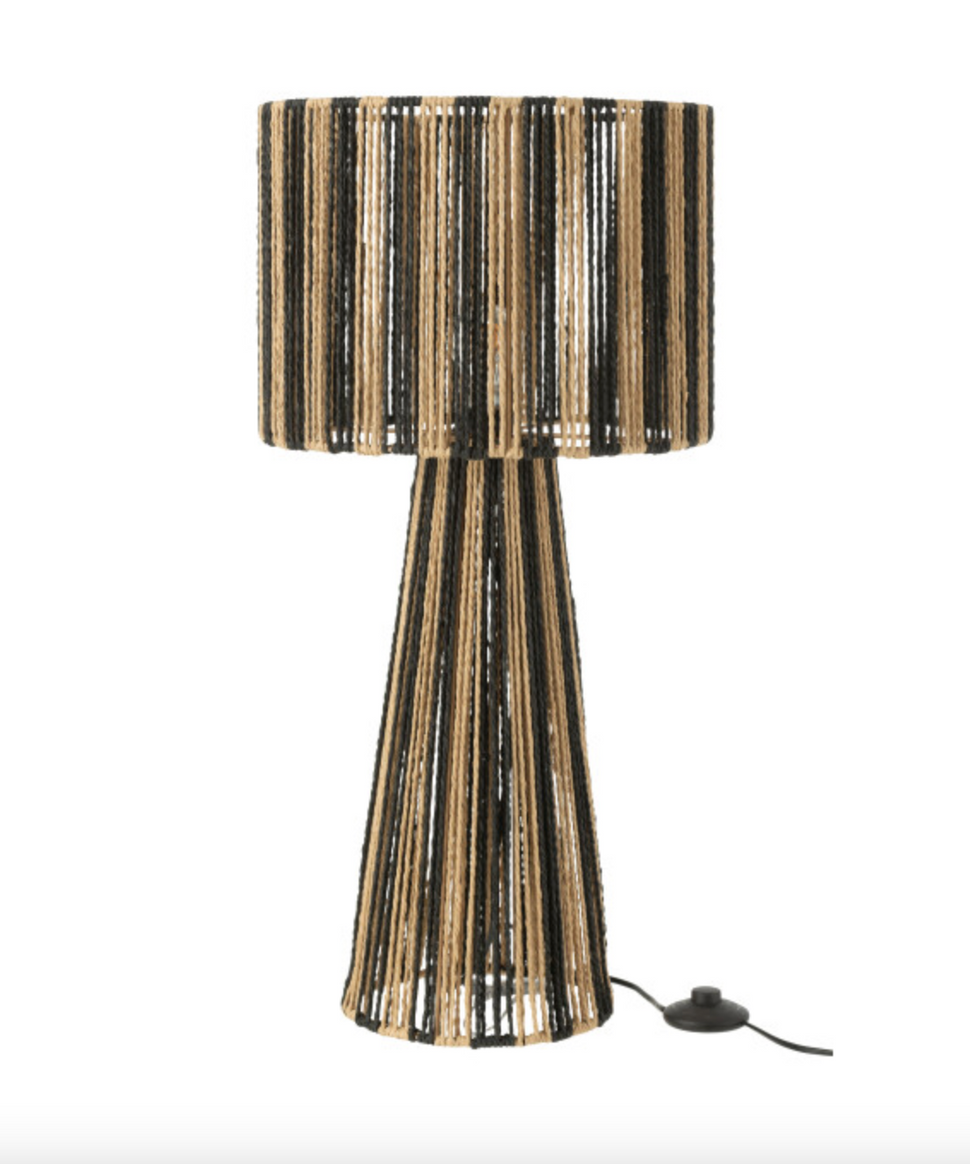 Lampe boho en cordes noir et naturel