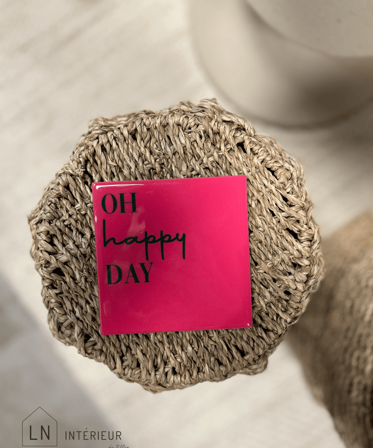 Carreau céramique à poser ou à accrocher au mur avec le texte Oh happy day