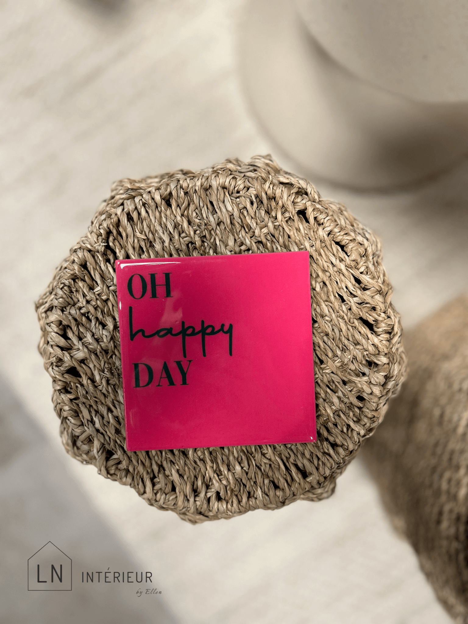 Carreau céramique à poser ou à accrocher au mur avec le texte Oh happy day