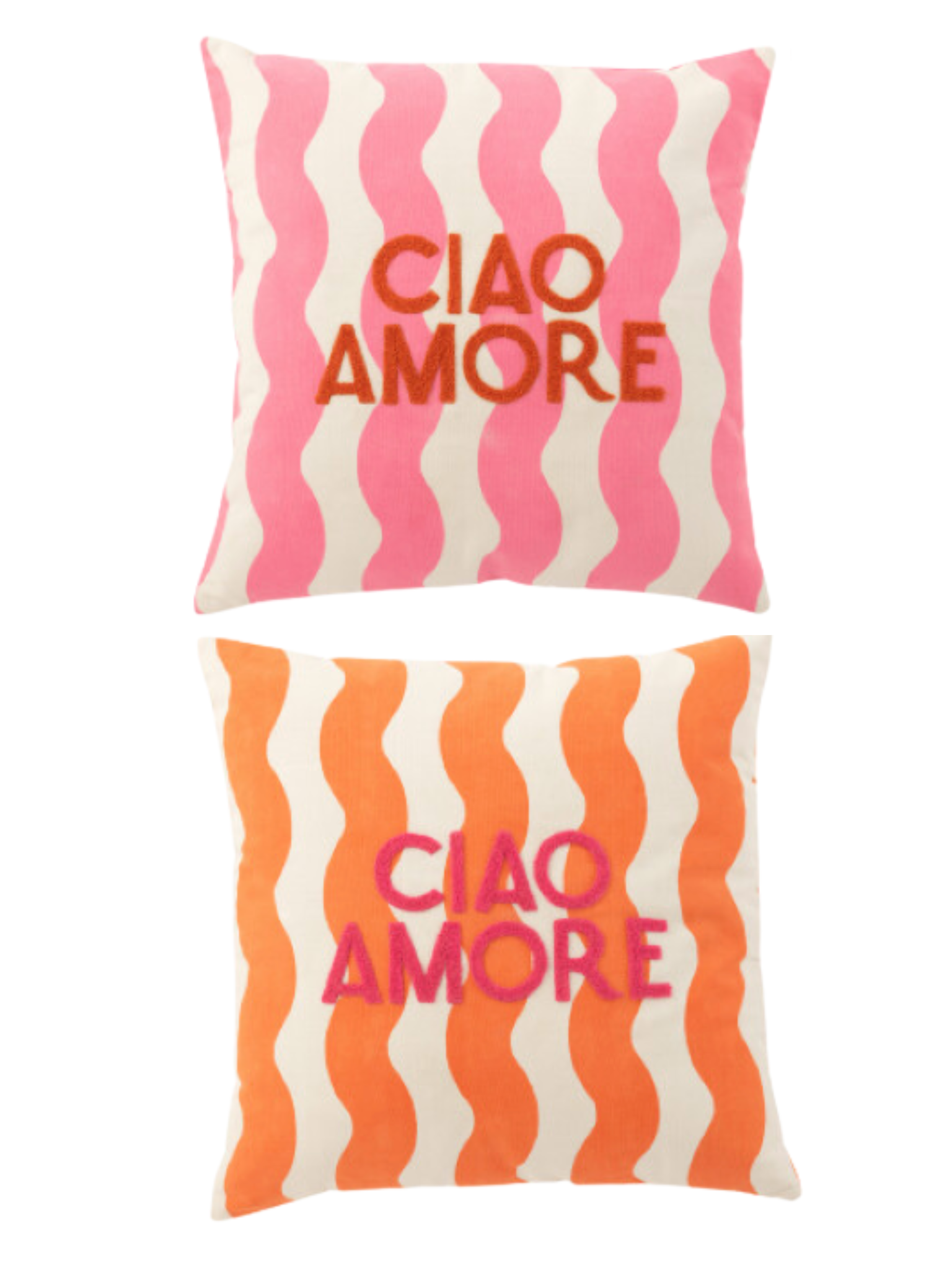 Coussin Ciao Amore rose orange