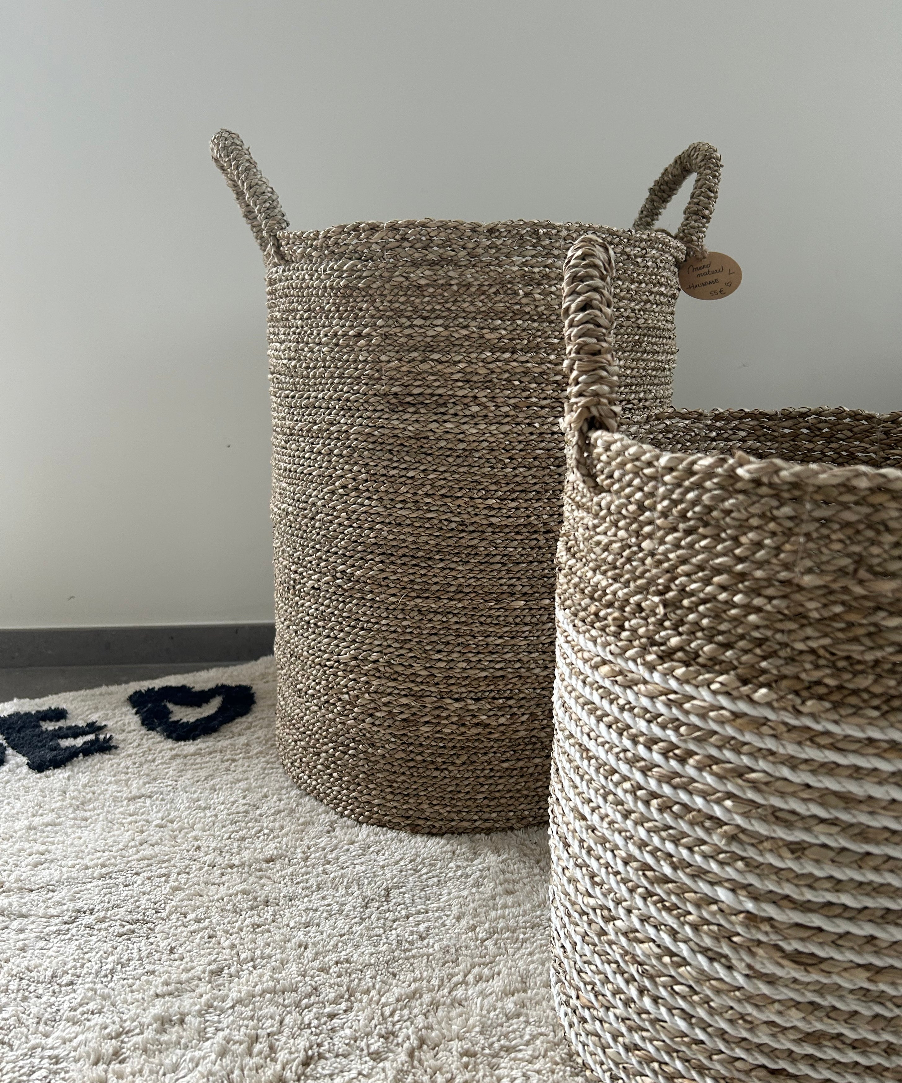 Panier naturel et panier blanc et naturel