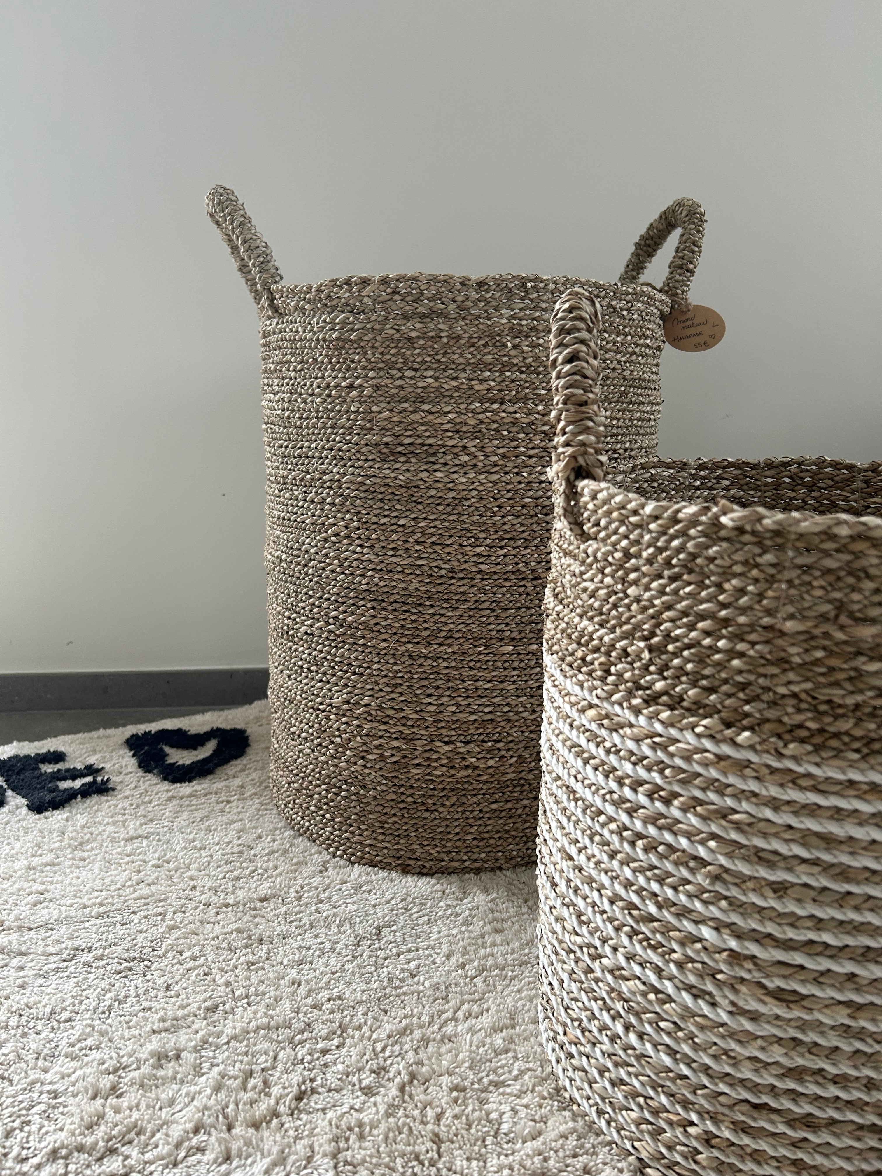 Panier naturel et panier blanc et naturel