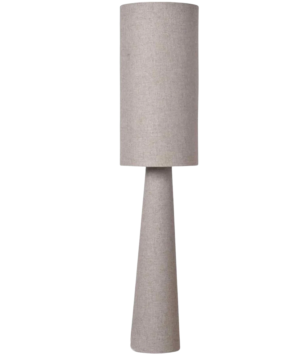 Lampadaire en lin avec ampoule dans le pied et dans l'abat-jour