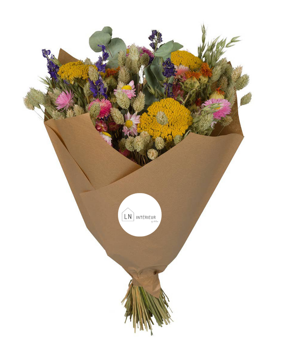 Un magnifique bouquet de fleurs séchées colorées qui égaiera votre intérieur.